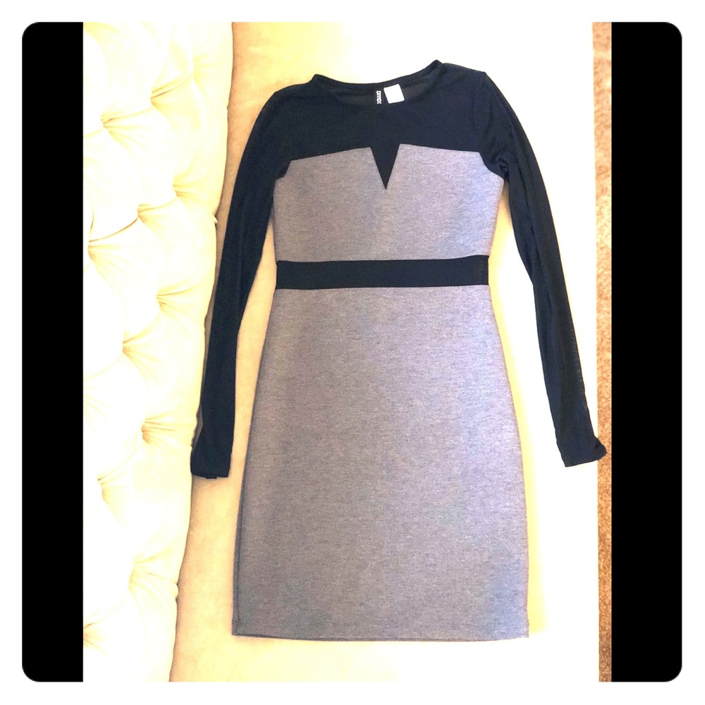 H&M Size 2 Black & Grey Dress with Mesh detail 🖤